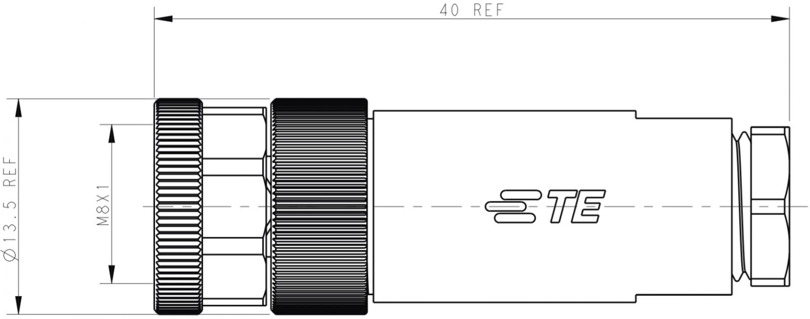 מחבר קונקטור לסנסורים זכר להלחמה לכבל TE CONNECTIVITY M8 T4010008031-000